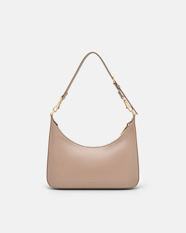Leather Hobo Bag - Taupe