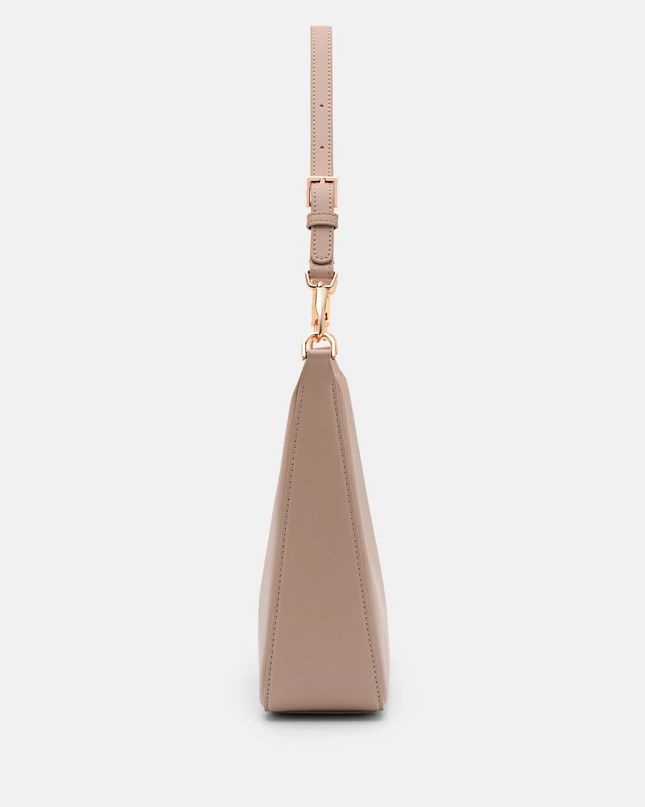 Leather Hobo Bag - Taupe