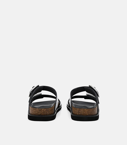 Helix Metallic Leather Sandals - Silver
