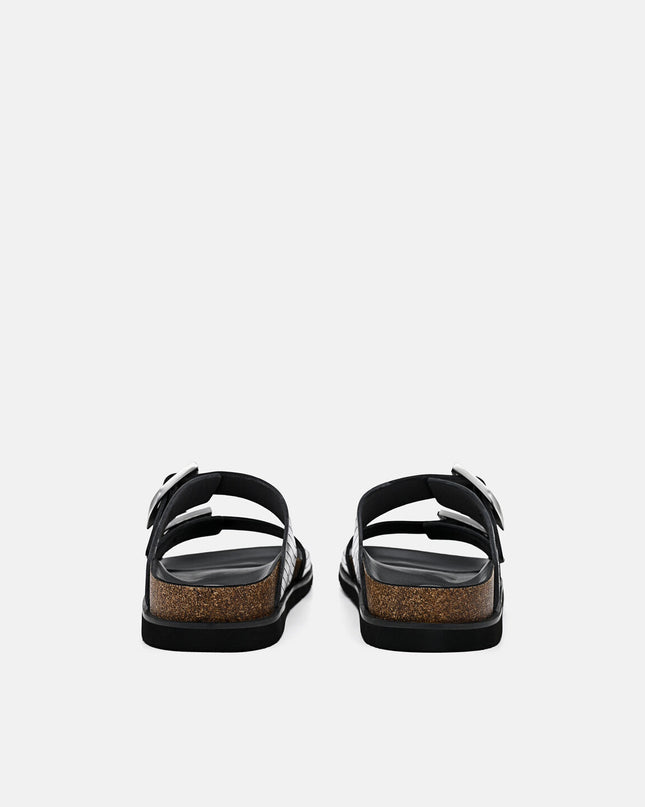 Helix Metallic Leather Sandals - Silver