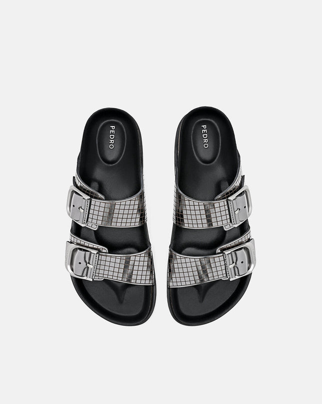 Helix Metallic Leather Sandals - Silver