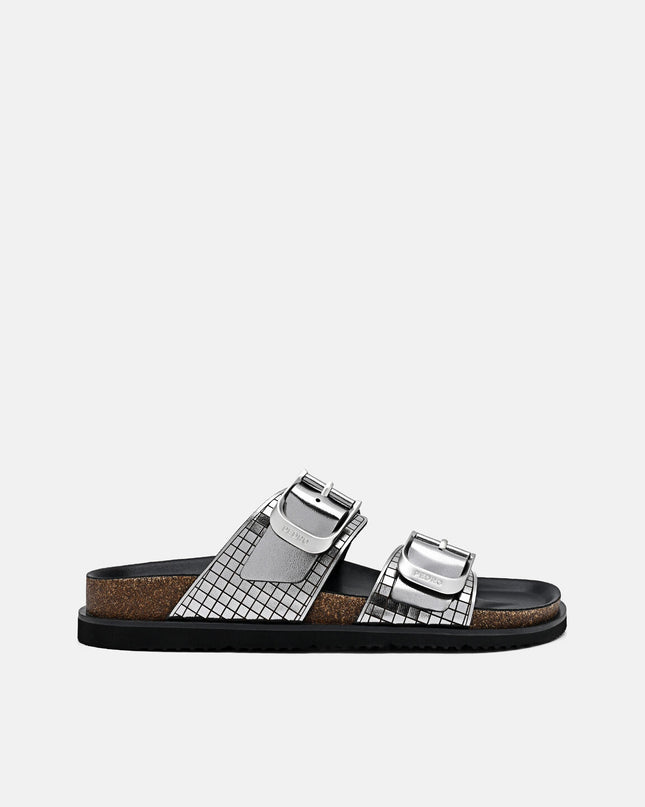 Helix Metallic Leather Sandals - Silver