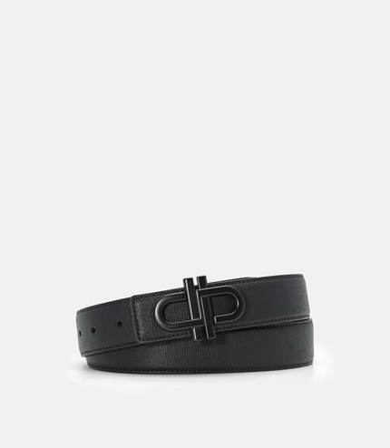 Saffiano Leather Reversible Tang Belt - Black