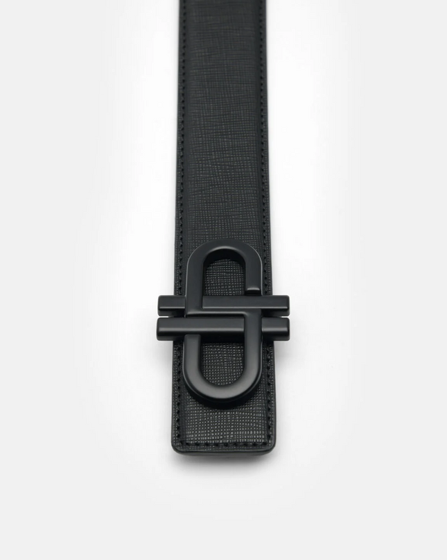 Saffiano Leather Reversible Tang Belt - Black
