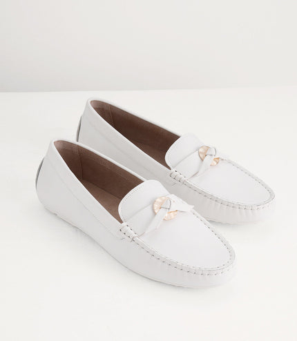 Suede Moccasins with Gold Embellishment