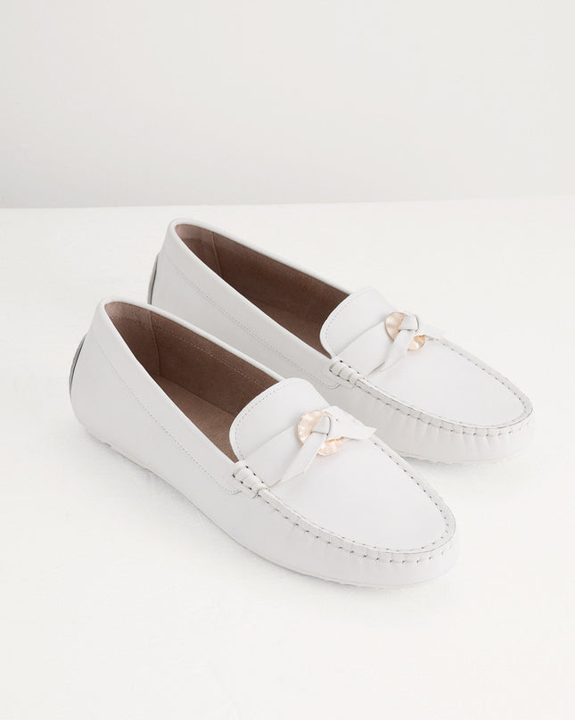 Suede Moccasins with Gold Embellishment
