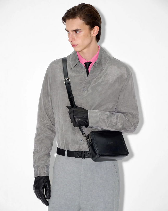 Saffiano Leather Reversible Tang Belt - Black