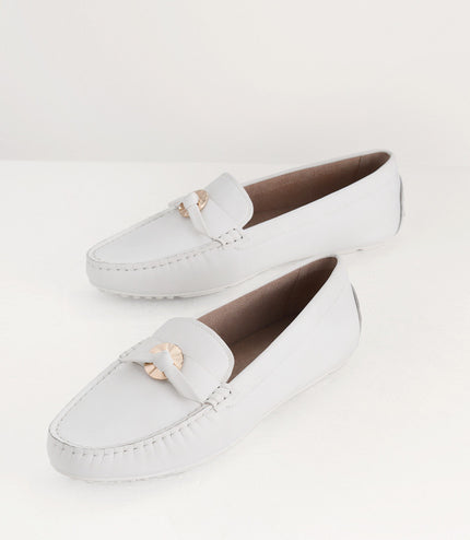 Suede Moccasins with Gold Embellishment