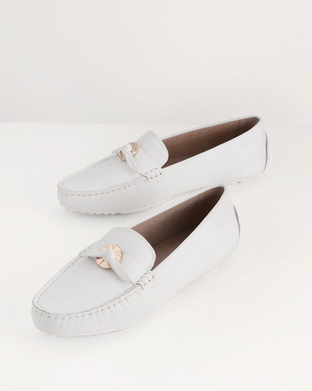 Suede Moccasins with Gold Embellishment