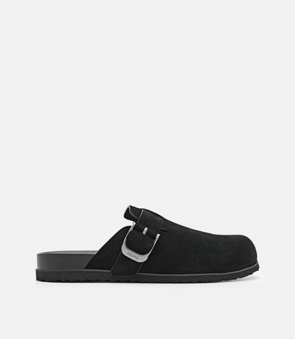 Helix Suede Mules - Black