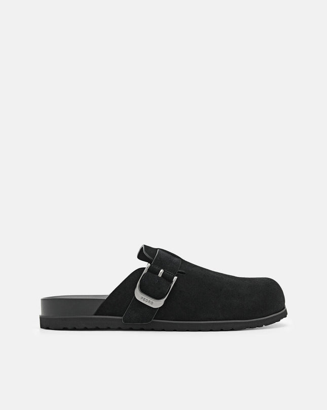 Helix Suede Mules - Black