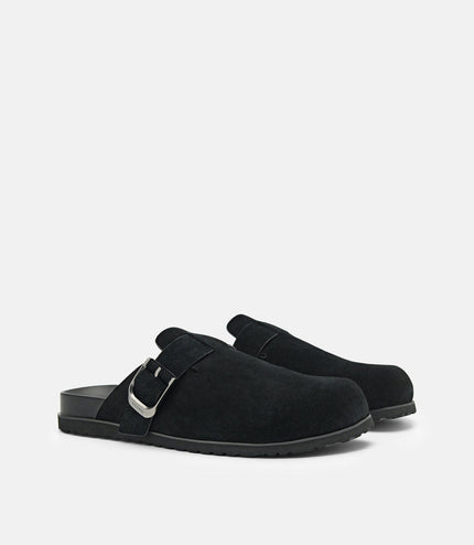 Helix Suede Mules - Black