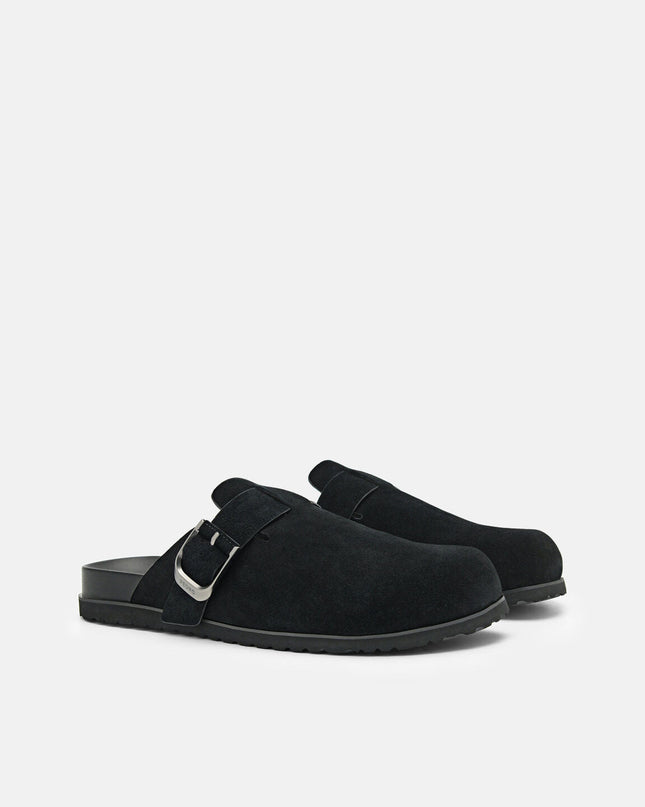 Helix Suede Mules - Black