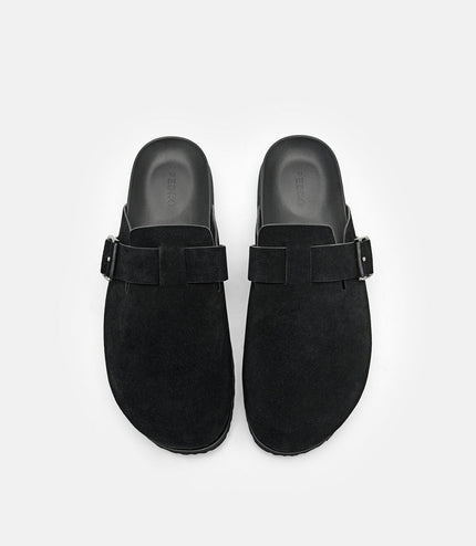 Helix Suede Mules - Black