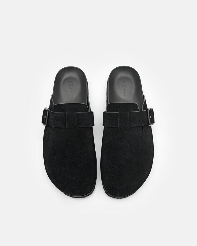 Helix Suede Mules - Black