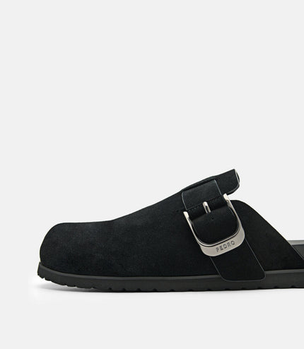 Helix Suede Mules - Black