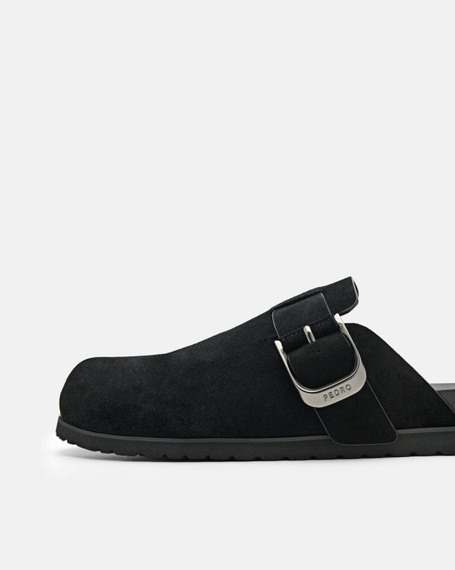 Helix Suede Mules - Black
