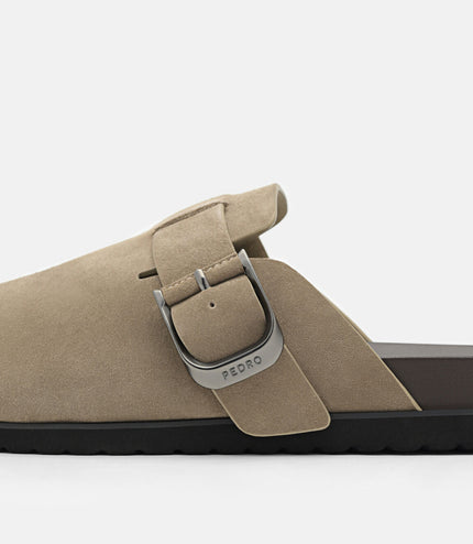 Helix Suede Mules - Dark Taupe