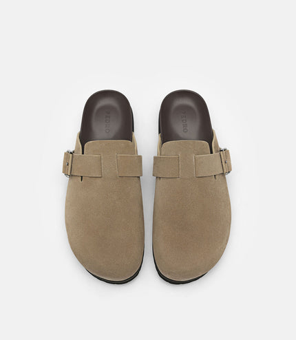 Helix Suede Mules - Dark Taupe
