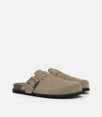 Helix Suede Mules - Dark Taupe
