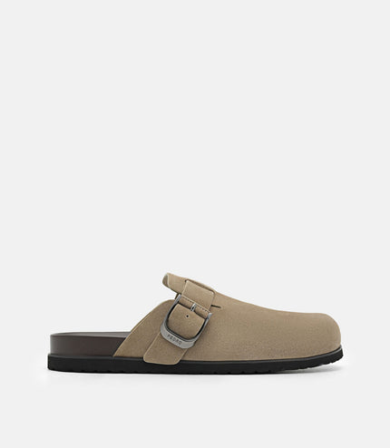 Helix Suede Mules - Dark Taupe