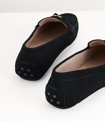 Suede Moccasins with Gold Embellishment