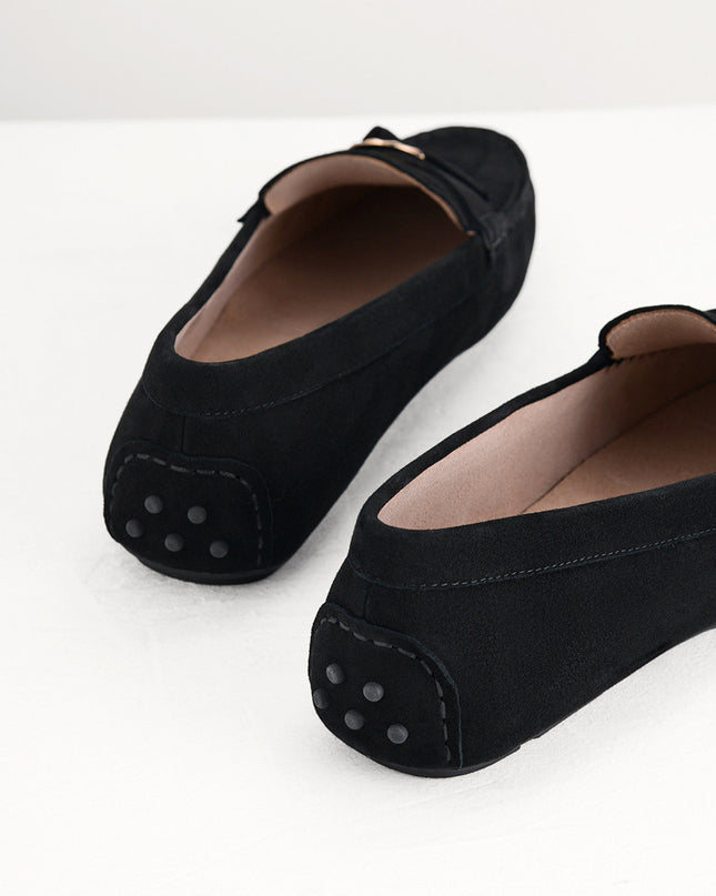 Suede Moccasins with Gold Embellishment