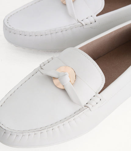 Suede Moccasins with Gold Embellishment
