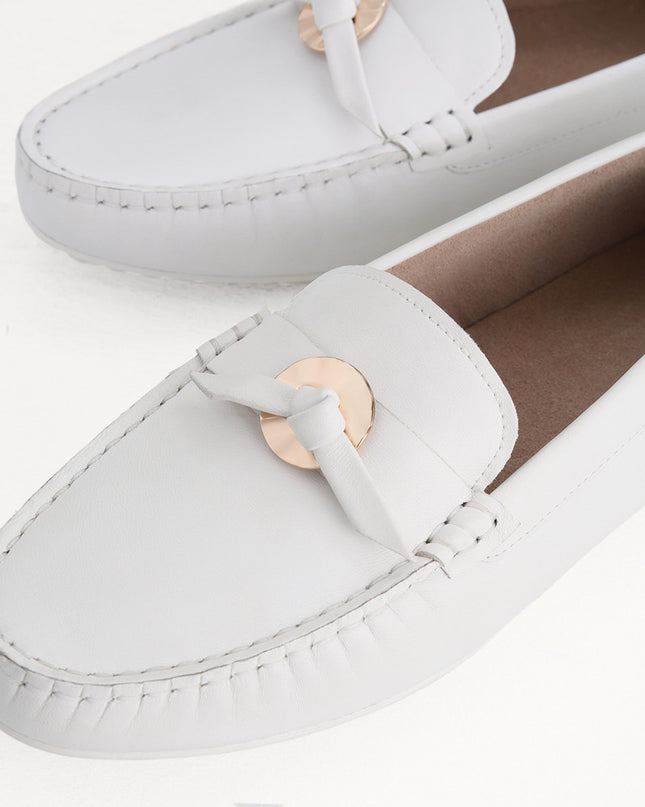 Suede Moccasins with Gold Embellishment