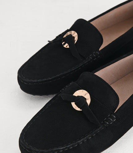 Suede Moccasins with Gold Embellishment