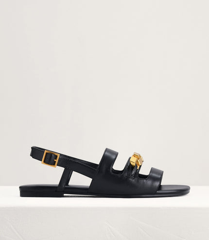 Gold Embellished Slingback Sandals