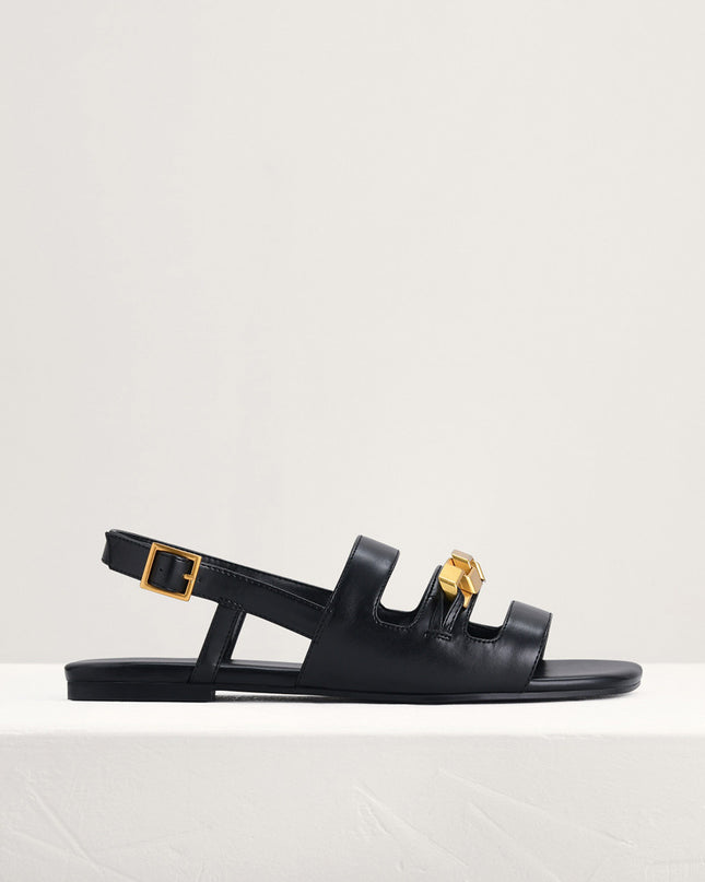 Gold Embellished Slingback Sandals