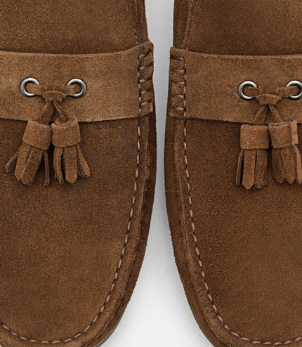 Leather Tassel Driving Shoes - Brown