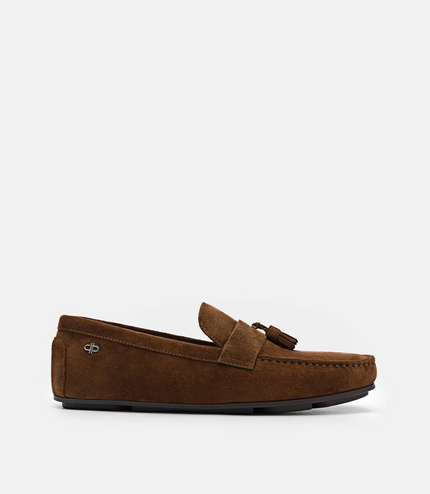 Leather Tassel Driving Shoes - Brown