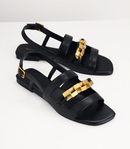 Gold Embellished Slingback Sandals