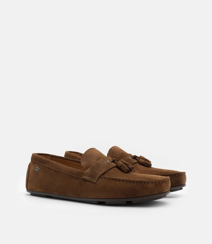 Leather Tassel Driving Shoes - Brown