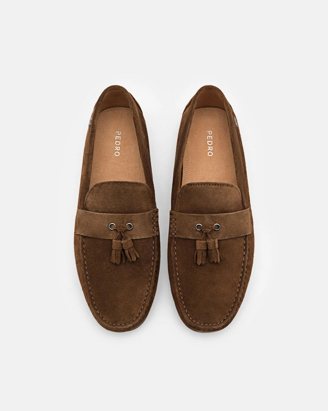 Leather Tassel Driving Shoes - Brown