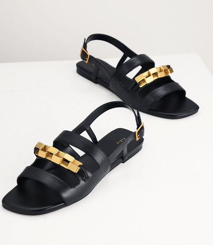 Gold Embellished Slingback Sandals