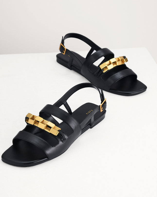 Gold Embellished Slingback Sandals