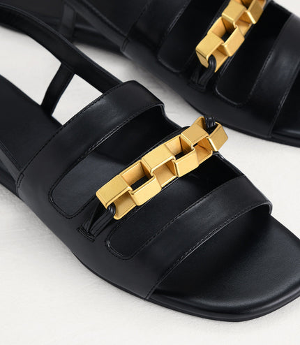 Gold Embellished Slingback Sandals
