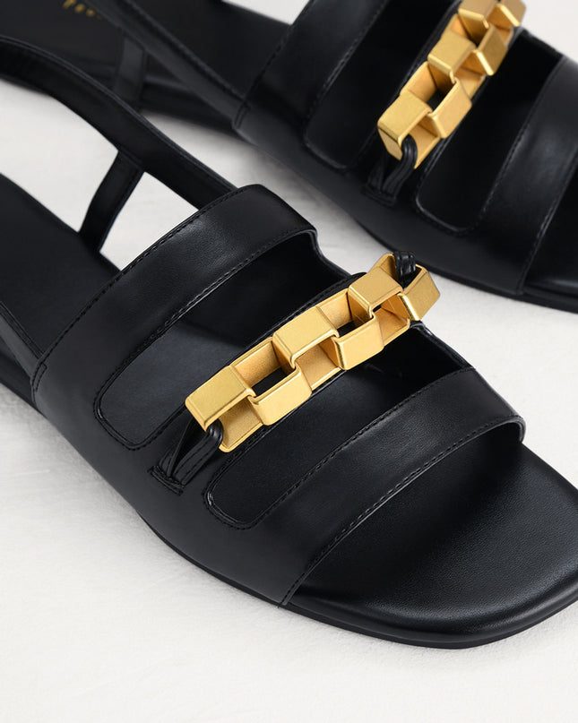 Gold Embellished Slingback Sandals