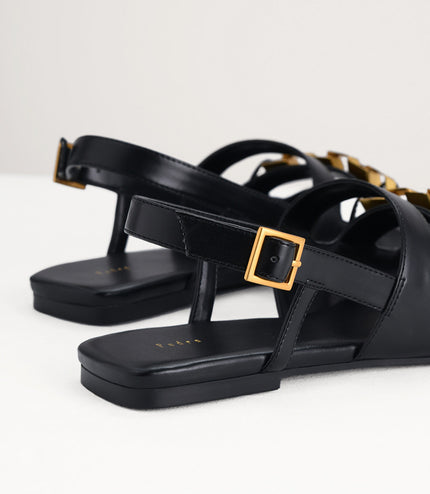 Gold Embellished Slingback Sandals