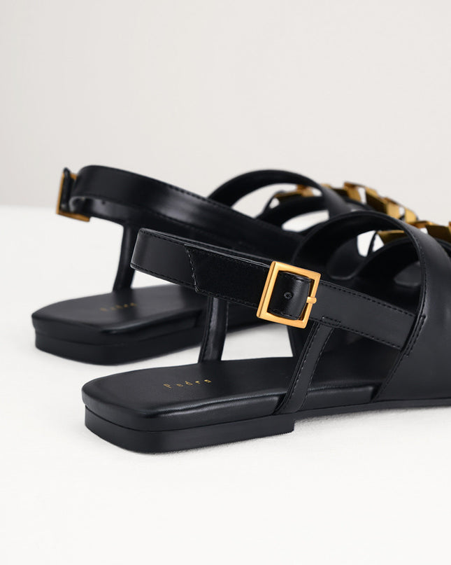 Gold Embellished Slingback Sandals