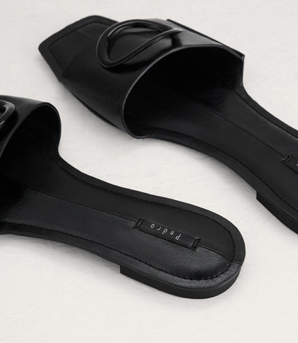 Ring Buckle Paneled Sandals