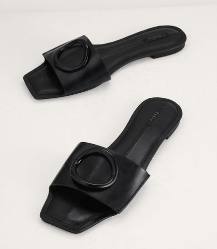 Ring Buckle Paneled Sandals