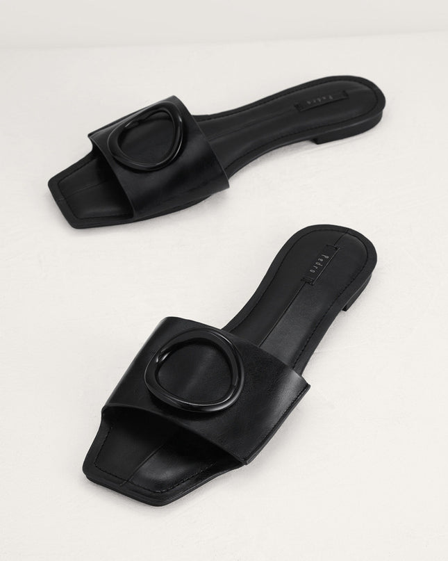 Ring Buckle Paneled Sandals
