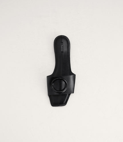 Ring Buckle Paneled Sandals