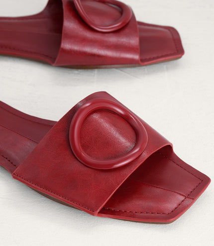 Ring Buckle Paneled Sandals