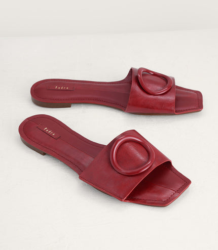 Ring Buckle Paneled Sandals