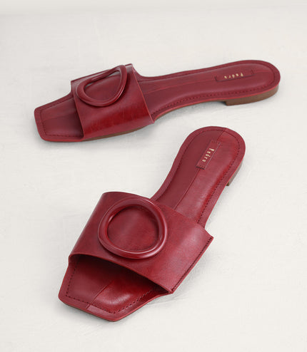 Ring Buckle Paneled Sandals